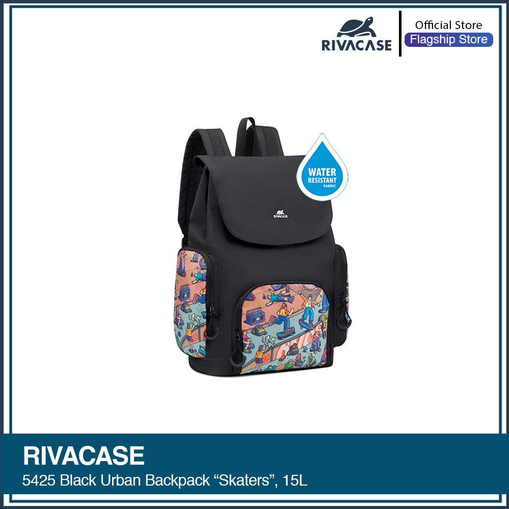 RIVACASE 5425 Black Urban Backpack "Skaters", 15L