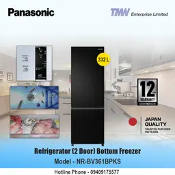 Panasonic Refrigerator (2 Door) Bottom Freezer (NR-BV361BPKS)