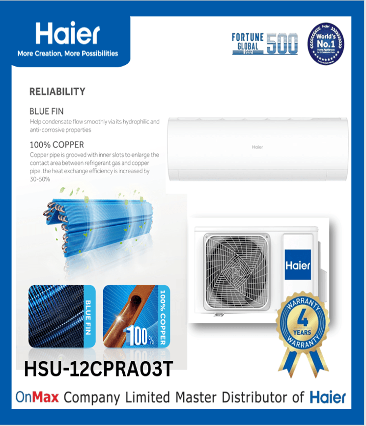 Haier Split Type Non-inverter R32 gas 1.5hp (HSU-12CPBA03T)