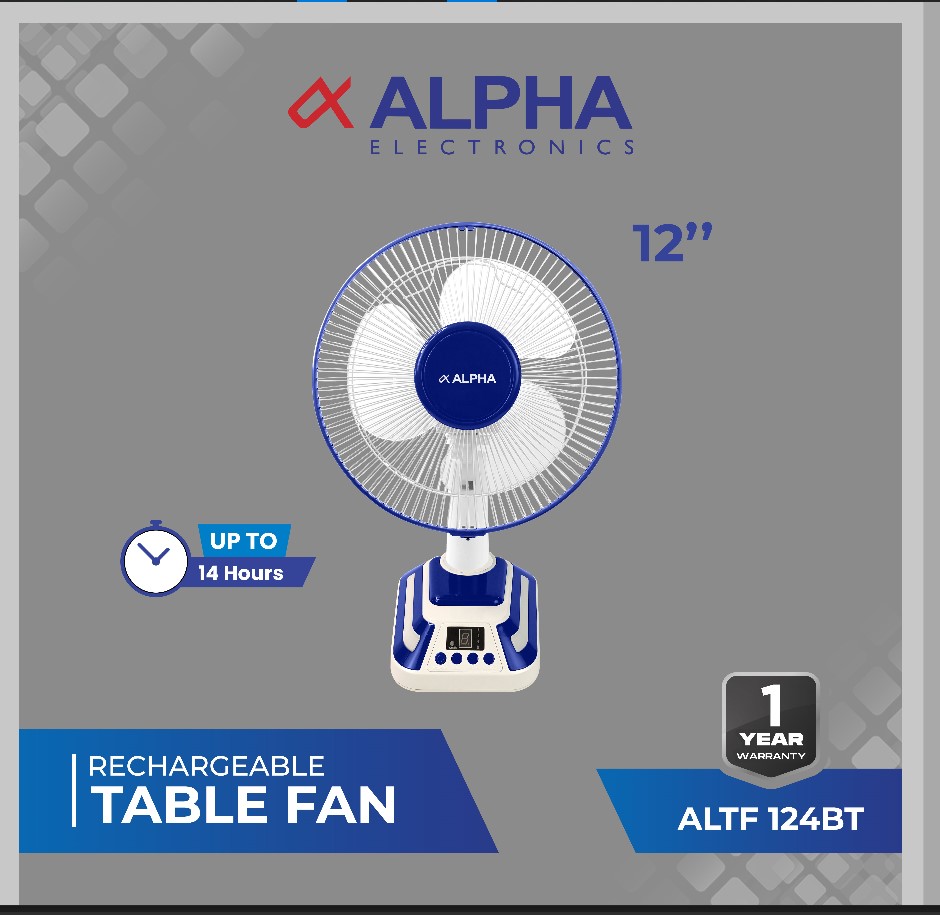 Alpha Rechargeable Table Fan (ALTF 124BT)