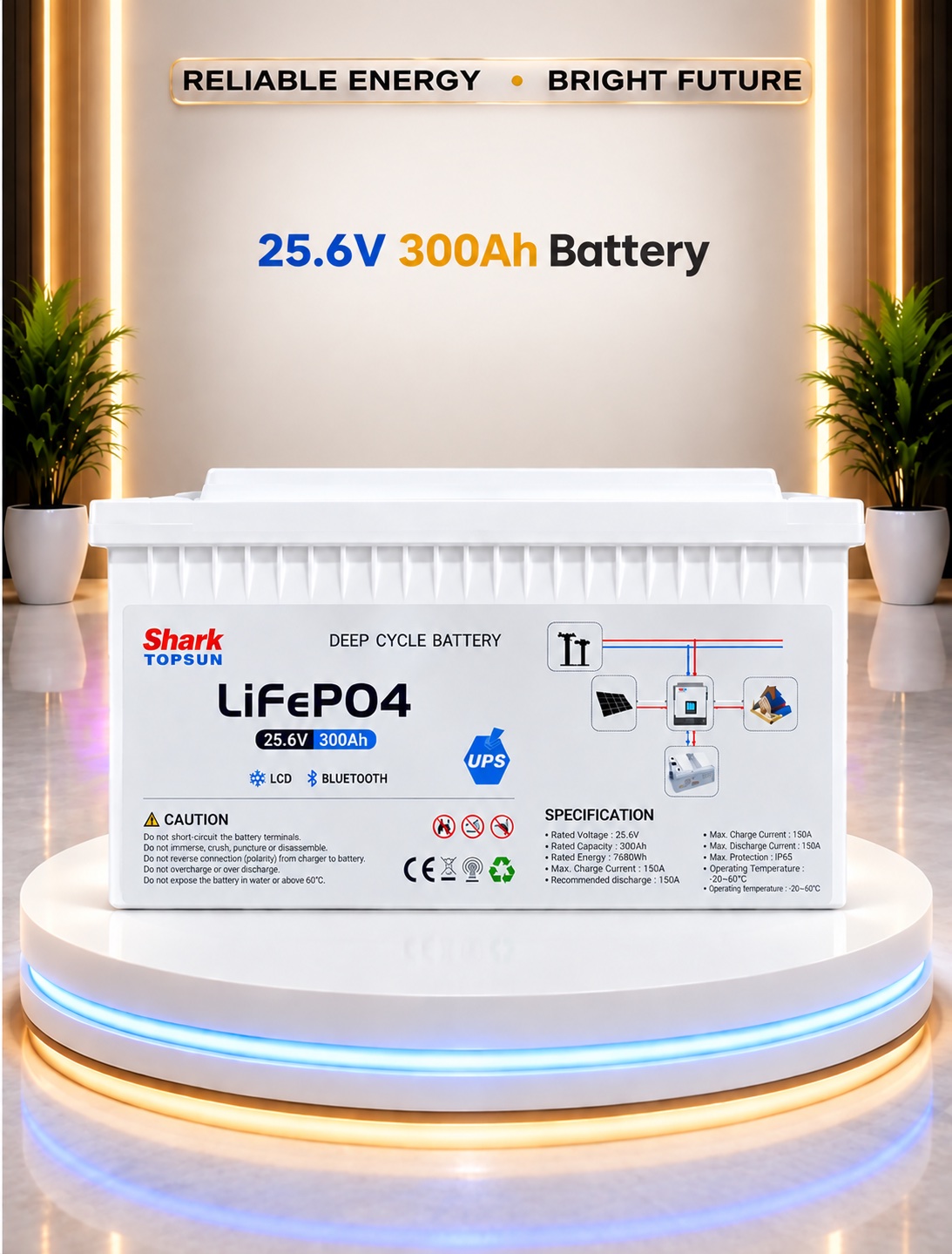 Bago SHARK TOP SUN LIFEPO4 BATTERY 25.6V 300AH (PLASTIC CASING)