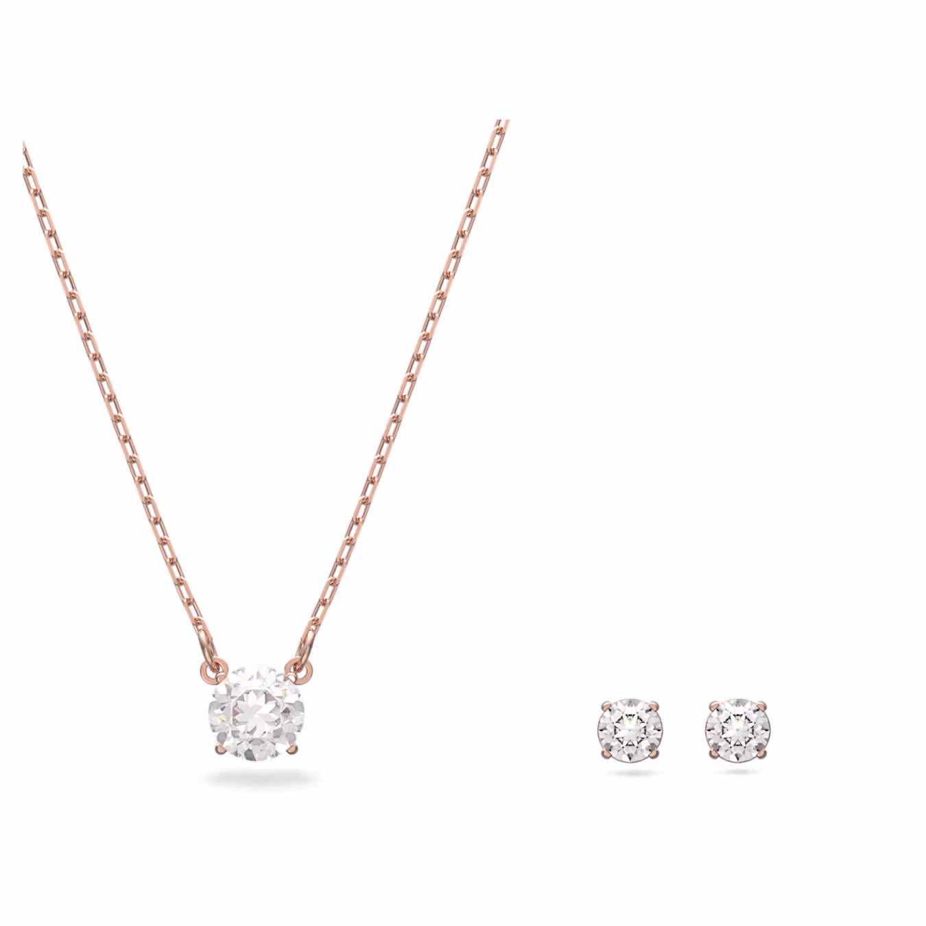 Swarovski Stilla Attract set: Round cut, White, Rose gold-tone plated