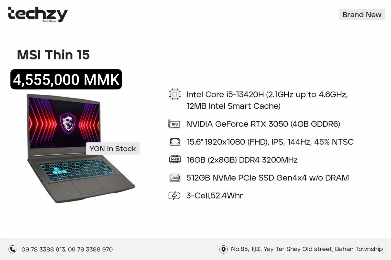 MSI Thin 15 B13UC -3266TH